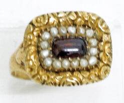 Georgian Ring, Almandine Garnet, seed pearls