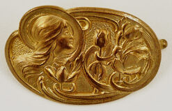 Hair Buckle, Art nouveau, with Girl and Tulips