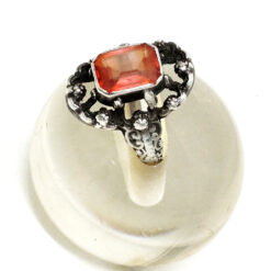 Silver Ring, with synthetic Padparadsha Sapphire