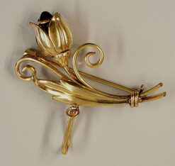 Tulip Brooch for Watch or Pendant with Almandine Garnet