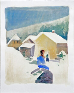 Blaue Figur im Schnee, 3.2.05